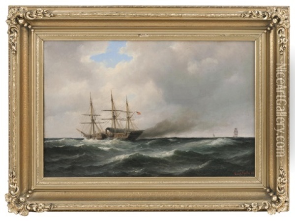 The U.s.s. Mississippi Oil Painting - Carl Ludwig Bille