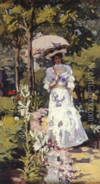 Elegante A L'ombrelle Oil Painting - Bernardo Hay