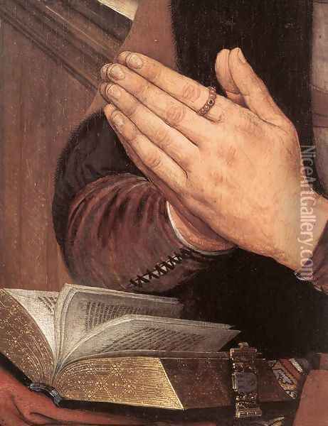 Diptych of Maarten Nieuwenhove (detail-2) 1487 Oil Painting - Hans Memling