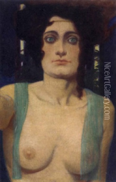 Amazon Woman Oil Painting - Franz Von Matsch