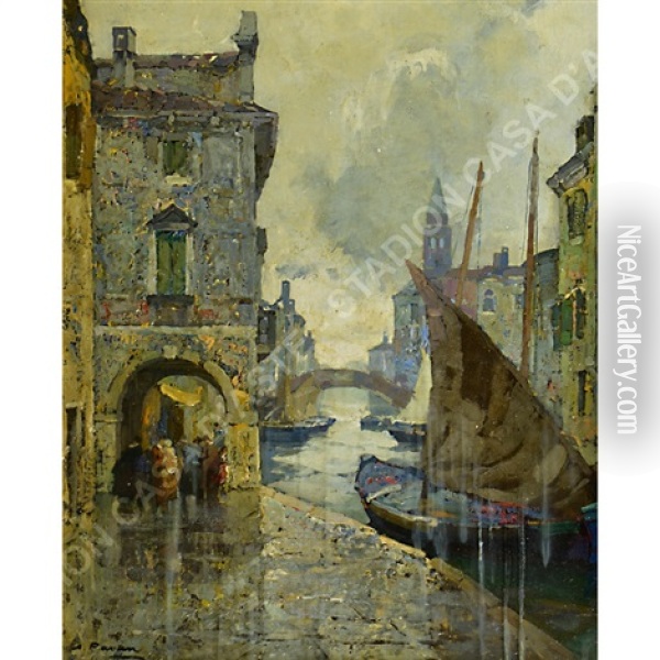Calle Veneziana Oil Painting - Angelo Pavan