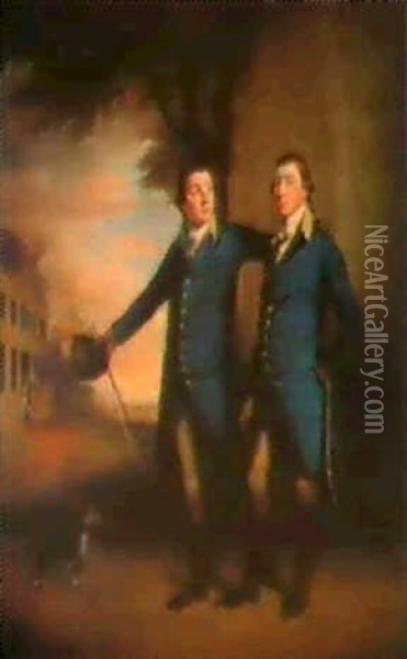 Portrait Of John And George Gould Of Fleet House And        Upway House, Dorset Oil Painting - Thomas Beach