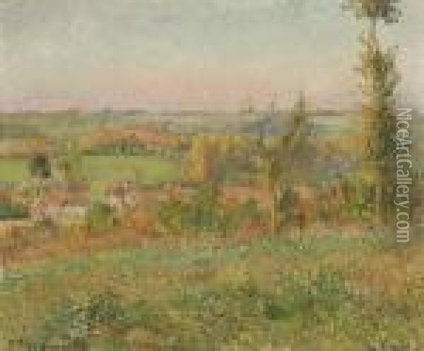 Les Coteaux De Thierceville Vus De La Cavee, Environs D'eragny Oil Painting - Camille Pissarro