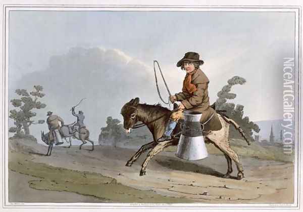 The Milk Boy, engraved by Robert Havell the Elder, published 1814 by Robinson and Son, Leeds Oil Painting - George Walker