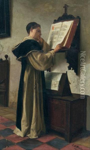 A Monk At Study. Oil Painting - Lionel Charles Henley