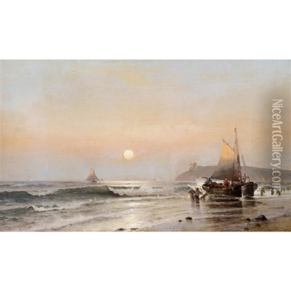 Sunrise Along The Coast Oil Painting - Mauritz Frederick Hendrick de Haas