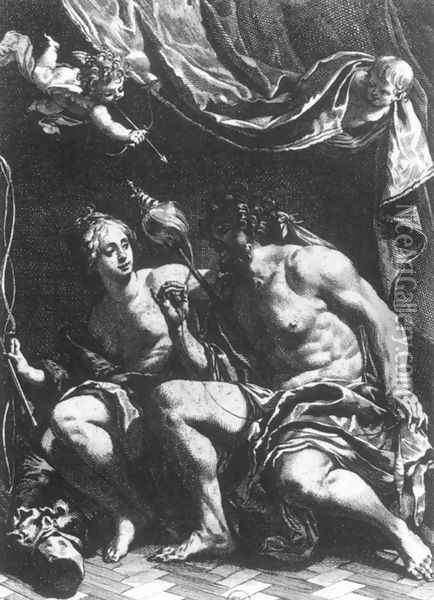 Hercules and Omphale Oil Painting - Michel Dorigny