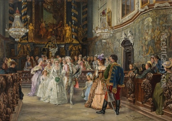 The Wedding Procession Oil Painting - Johann Hamza