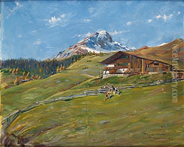 Motiv Fran Gravbunden Oil Painting - Robert Karl Lundberg