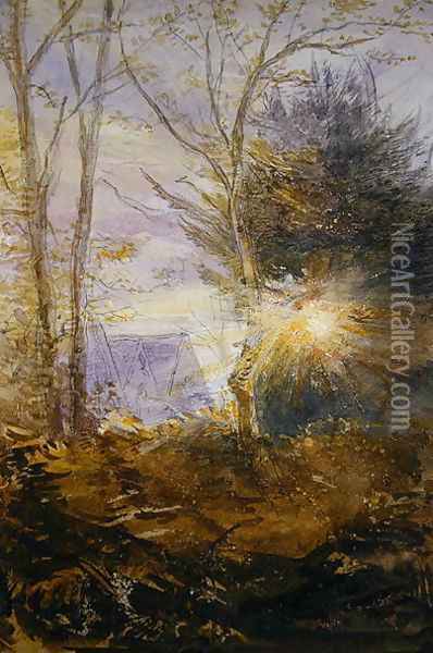 Sunrise Abinger Surrey Oil Painting - James Holland