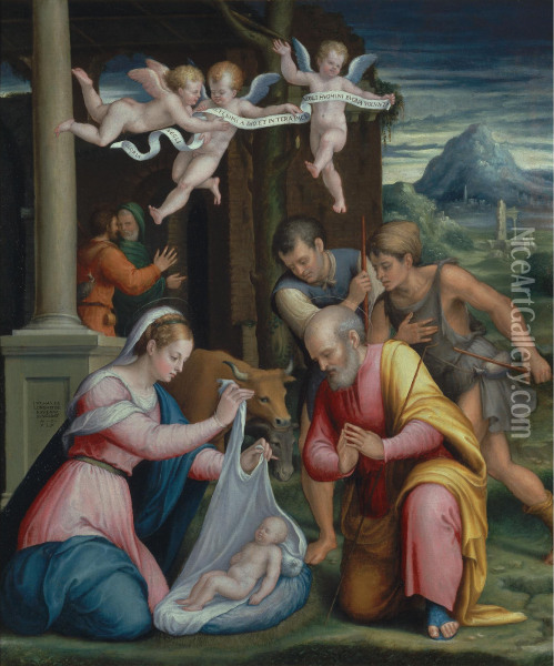 The Adoration Of The Shepherds Oil Painting - Luca Longhi