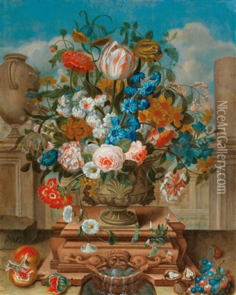 A Still Life Of Flowers Oil Painting - Pieter Hardime
