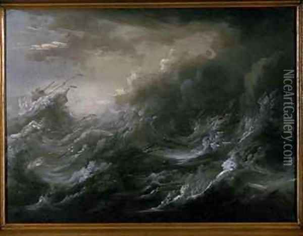 Sea storm and shipwreck 2 Oil Painting - Christian Wilhelm Ernst Dietrich