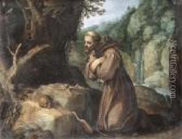 Saint Francis In The Wilderness Oil Painting - Paul Bril