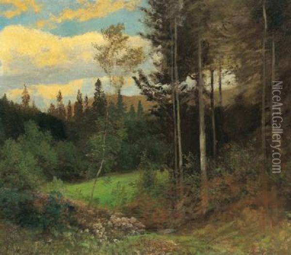 On The Edge Of The Forest Oil Painting - Adolf Dressler