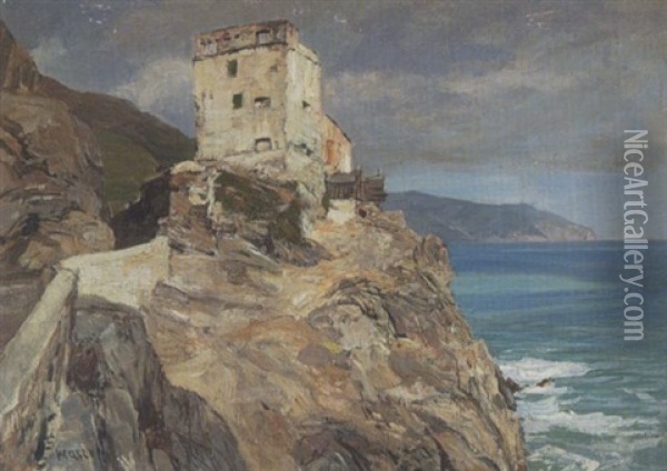 Felsenkuste Bei Monterosso (riviera) Oil Painting - Georg Macco