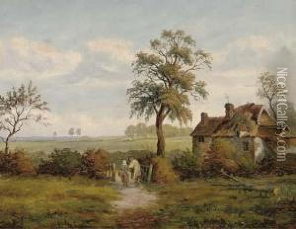Cottage Scene Oil Painting - W. Cartwright