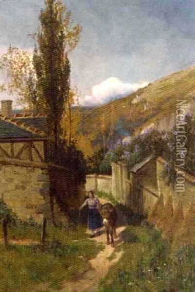 A Village Track Oil Painting - Arthur William Redgate