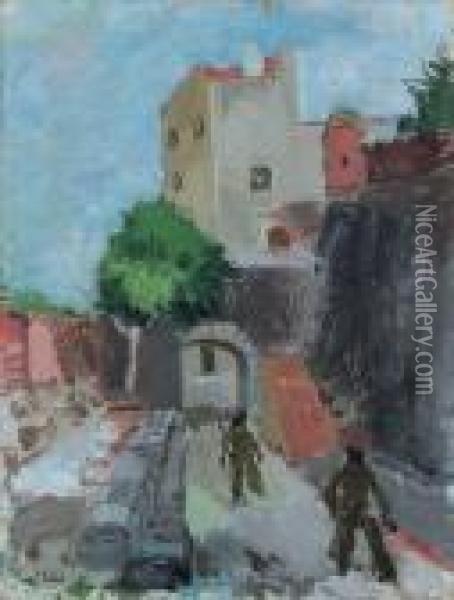 Eingang Zum Schloss Collioure Oil Painting - Walter Kurt Wiemken