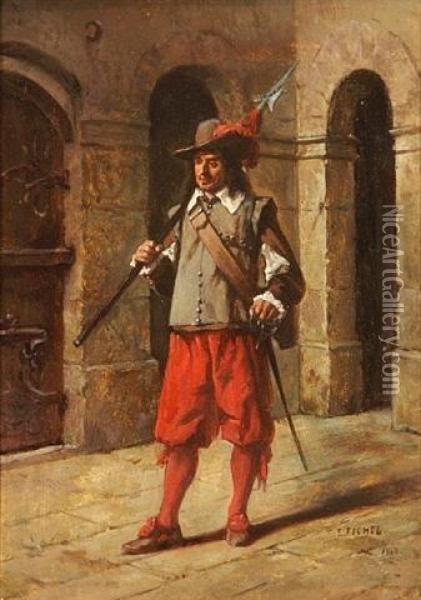A French Soldier At Ease Oil Painting - Benjamin Eugene Fichel