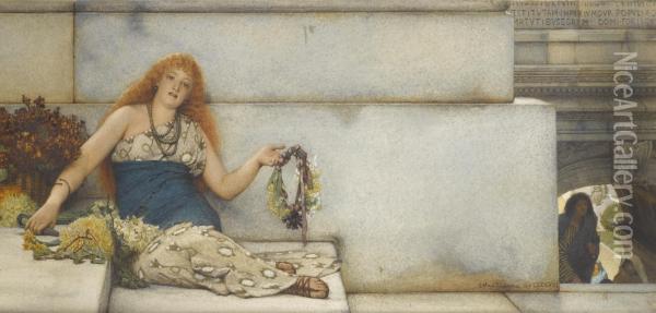 The Garland Seller Oil Painting - Sir Lawrence Alma-Tadema