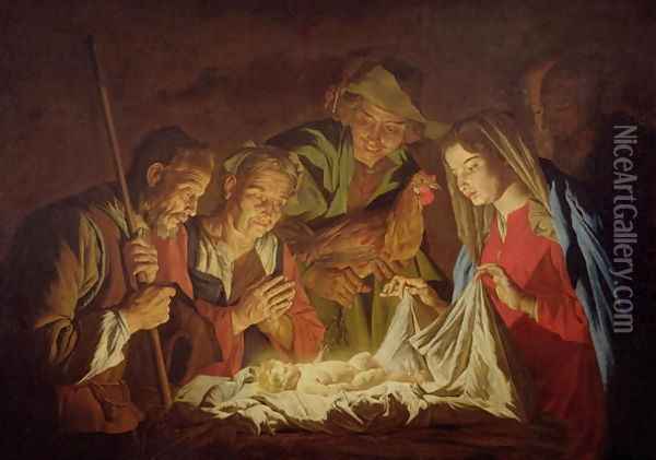 Adoration of the Shepherds Oil Painting - Matthias Stomer
