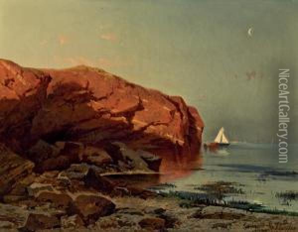Abendstimmung Am Meer Oil Painting - August Schaeffer von Wienwald
