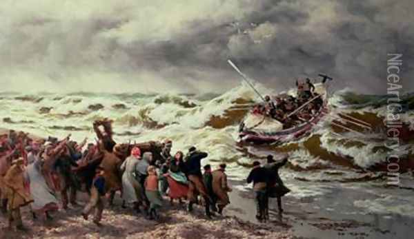 The Return of the Lifeboat Oil Painting - Thomas Rose Miles