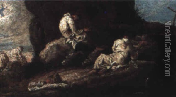 Moine Dans Un Paysage Oil Painting - Giovanni (Giambattista) Peruzzini