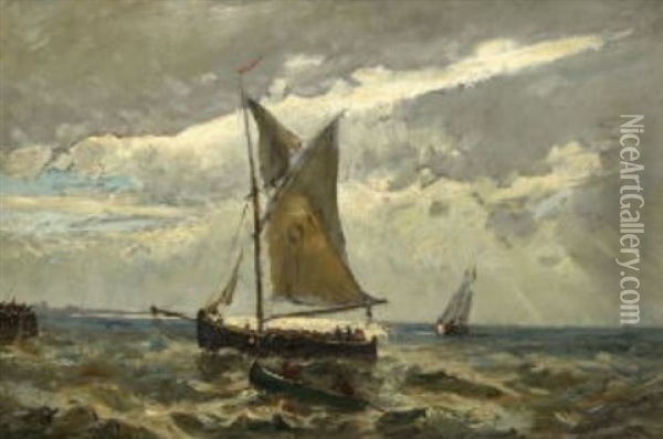Fischerboote Vor Oostende Oil Painting - Friedrich Ernst Morgenstern