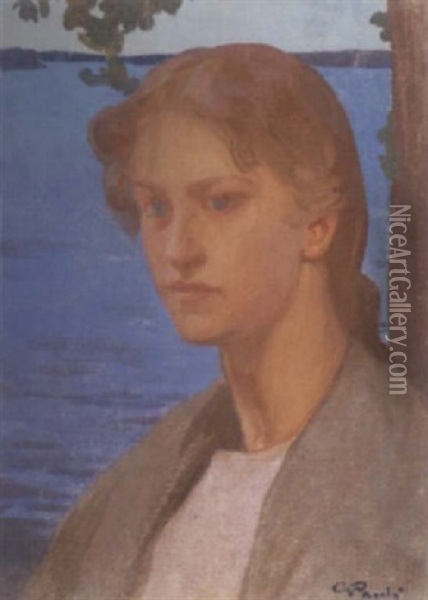 Kvinna Vid Havet Oil Painting - Georg Pauli