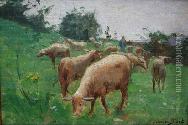 Le Gardien De Moutons Oil Painting - Georges Binet