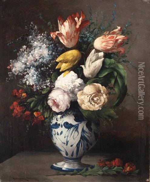 Vase Of Flowers Oil Painting - Germain Theodure Clement Ribot