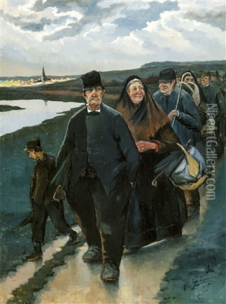 Vers Le Marche Oil Painting - Eugene Jules Joseph Laermans