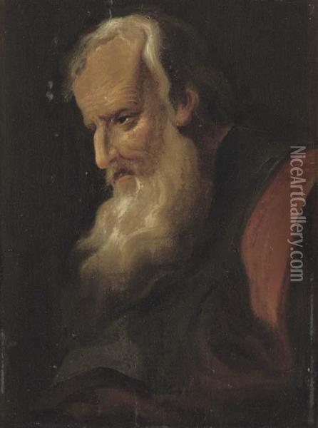 Portrait Of A Bearded Man, Bust-length In Profile To Sinister Oil Painting - Christian Wilhelm Ernst Dietrich
