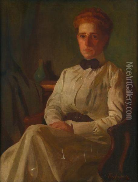 Portrait Of Miss Bunting Oil Painting - Thomas Pollock Anschutz