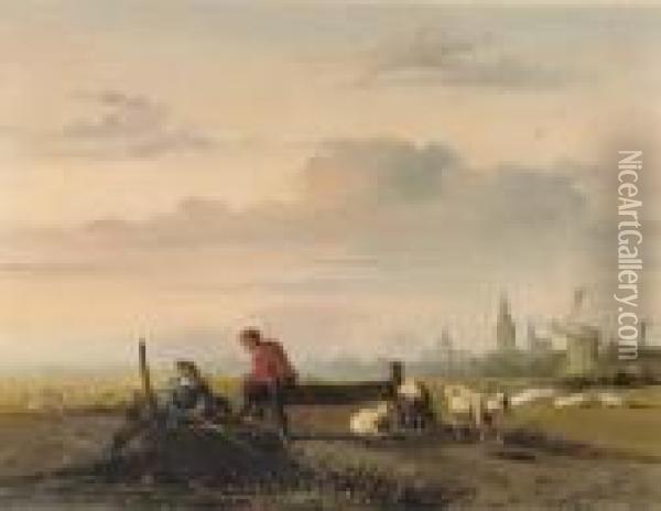 Fishing On A Lazy Afternoon Oil Painting - Jan Weissenbruch