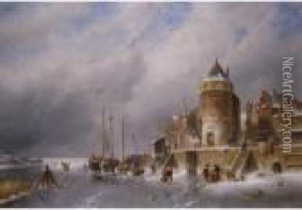 Ansicht Von Alt-amsterdam Oil Painting - Charles Henri Leickert