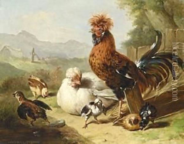 The Rooster A´s Family Oil Painting - Adriana-Johanna Haanen