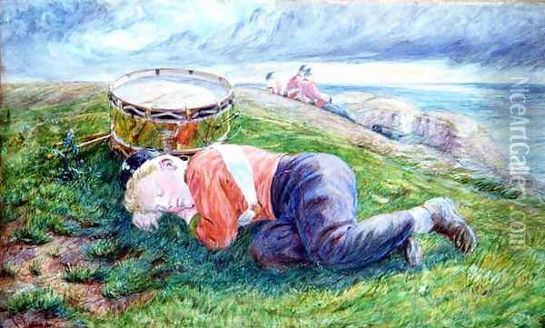 Sketch for The Drummer Boys Dream Oil Painting - Frederic James Shields