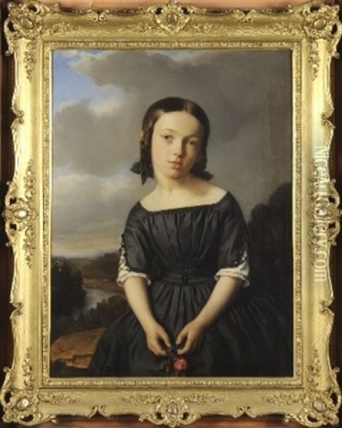 Portrait De Jeannette Defline Oil Painting - Vital De Gronckel
