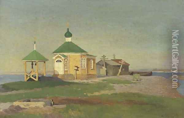A Russian church in the village of Nikol'skoe Oil Painting - Alexandr Alekseevich Borisov
