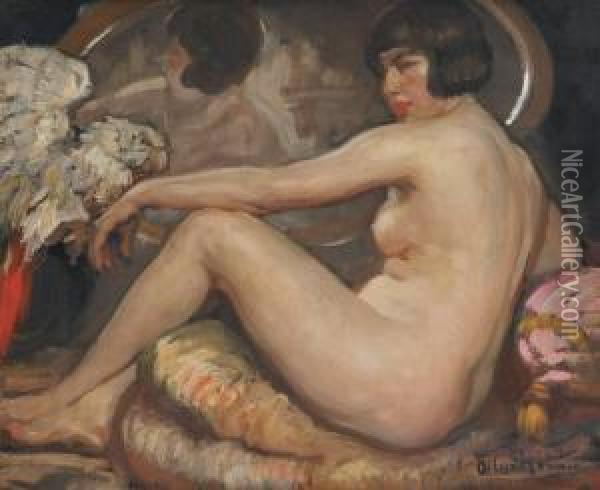 Nu Au Miroir Oil Painting - Fernand Allard L'Olivier