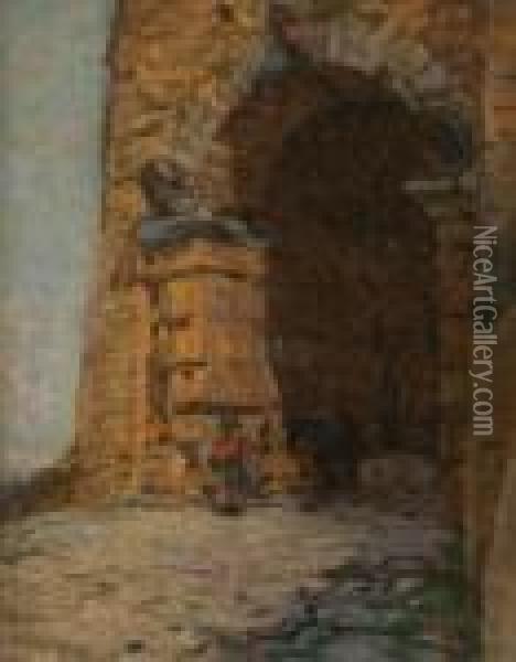 Arco Etrusco A Volterra Oil Painting - Luigi Gioli