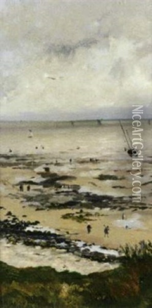 Maree Basse A Cancale Oil Painting - Hippolyte Camille Delpy