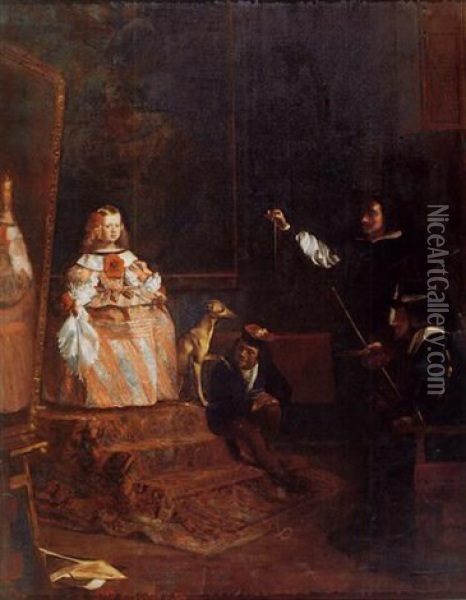 The Studio Of Velazquez Oil Painting - Ignacio de Leon Escosura