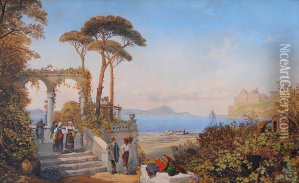 Pergolato Sul Golfo Di Napoli Oil Painting - Gabriele Carelli