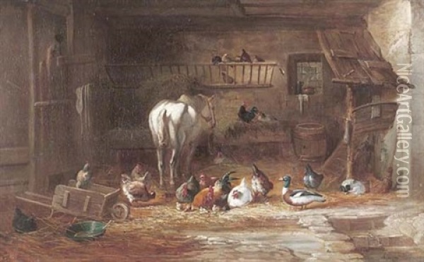 Tiere Im Stall Oil Painting - Charles Emile Jacque
