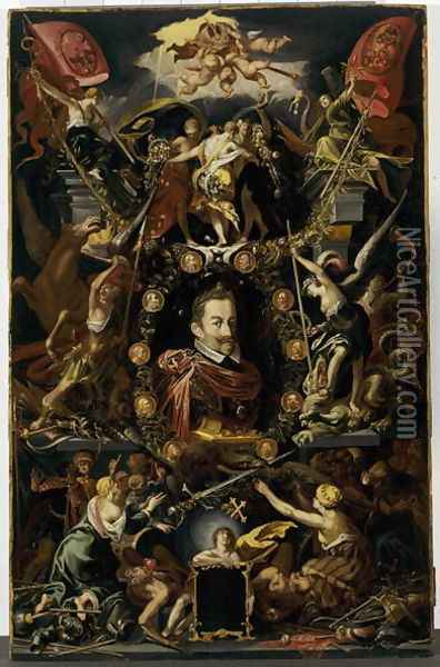 Allegory on the reign of Matthias, Holy Roman Emperor, between 1514-1615 Oil Painting - Aegidius Sadeler or Saedeler