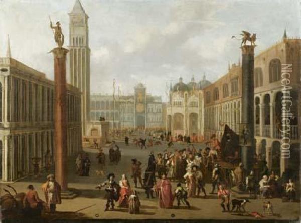 Veduta Della Piazzetta Di San Marco Oil Painting - Jacob De Joncheer